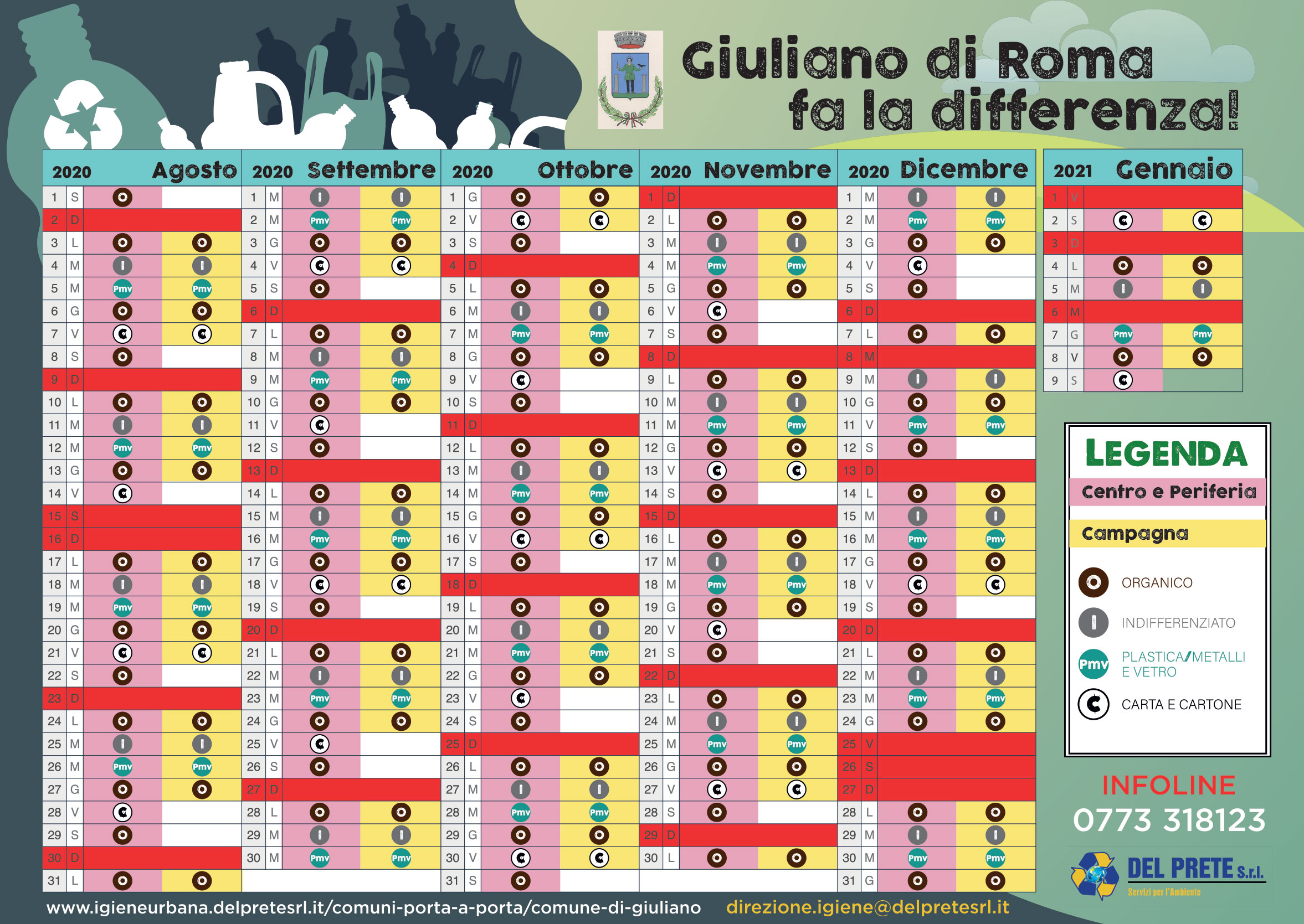 Comune di Giuliano di Roma: Nuovo Calendario di Conferimento da 1 Agosto