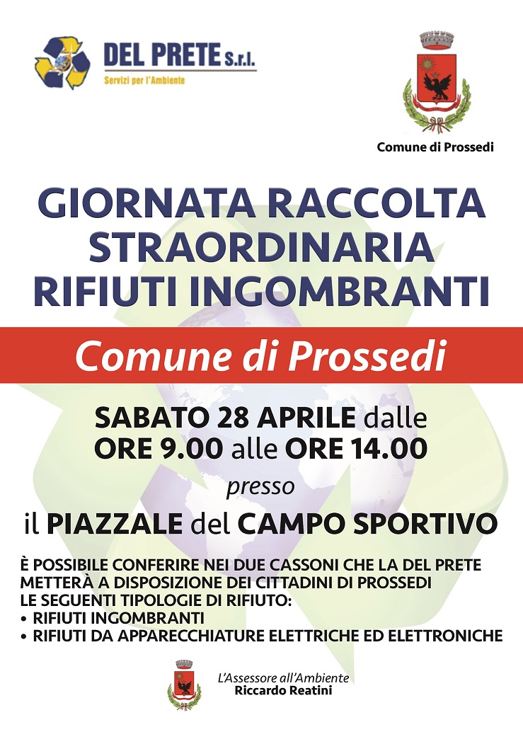 Giornata Raccolta Straordinaria Rifiuti Ingombranti Comune di Prossedi